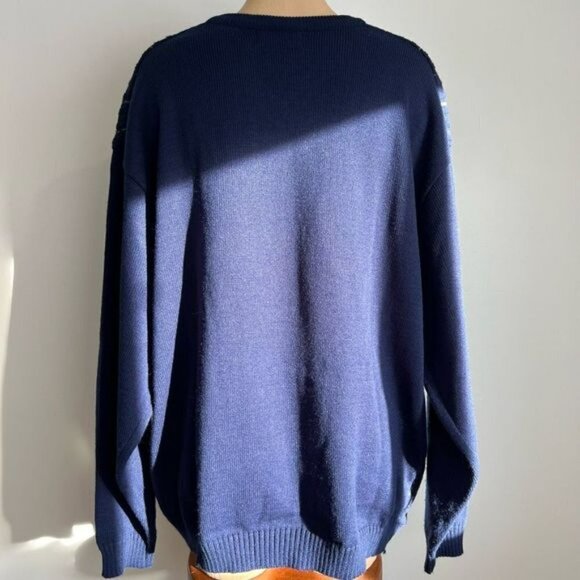 Vintage Arnold Palmer Men’s XL Pullover Wool Grandpa Crewneck Sweater Navy Blue - Picture 7 of 9